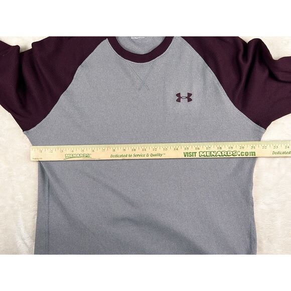 Under Armour T Shirt Large Adult Gray Thermal Waffle Knit Raglan Loose Mens L - Picture 3 of 5
